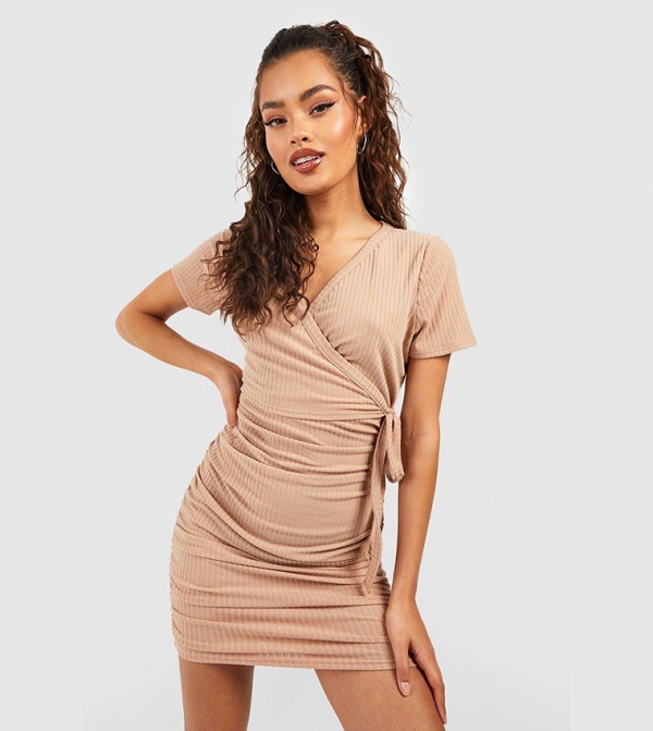 Stone contrast stitching shop utility bodycon dress