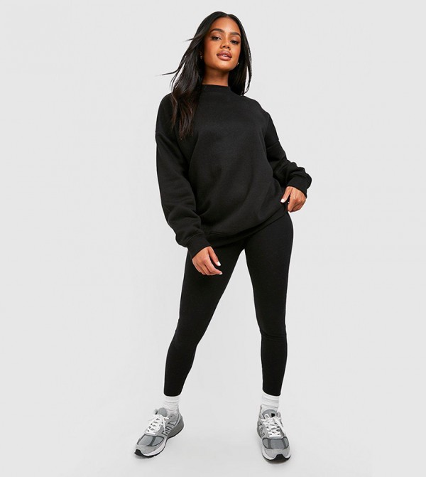 Deep Waistband Basic Leggings