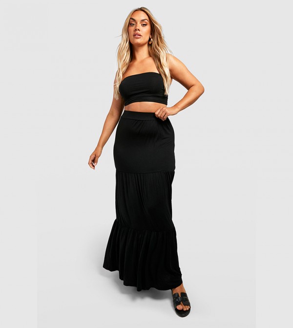 Buy Boohoo Jersey Tiered Gypsy Maxi Skirt In Black 6thstreet Uae