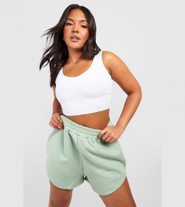 Buy Call It Spring LATTE Solid Elastic Waist Biker Shorts In BRIGHT GREEN