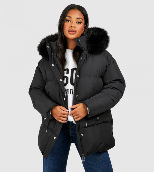 Faux Fur Trim Parka