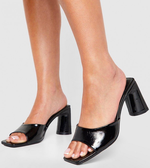 Buy HIS & HERS Square Toe Flat Mules In Black | 6thStreet UAE