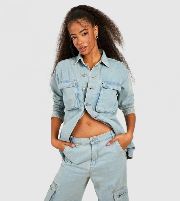 Oversized denim 2025 cropped jacket