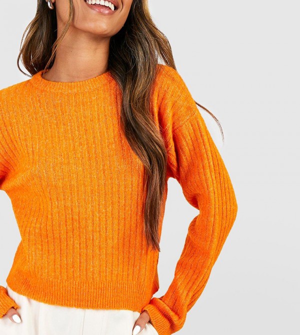 Buy Boohoo Soft Rib Knit Crop Jumper In Orange 6thStreet UAE
