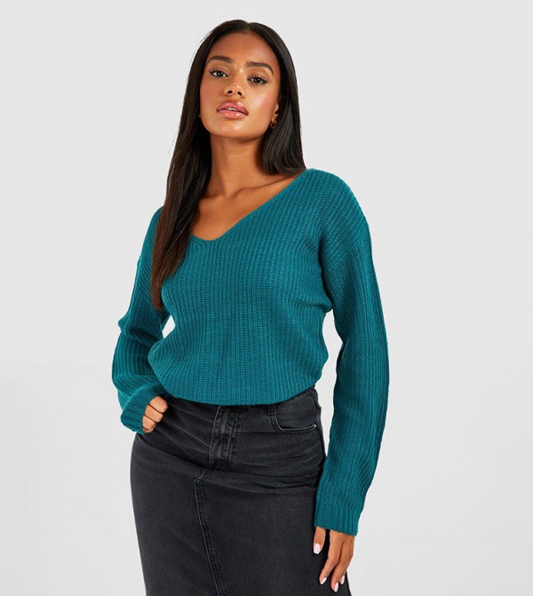 Ardene Horizontal Ribbed Dolman Sweater in Dark Green, Size, Polyester/Rayon/Nylon
