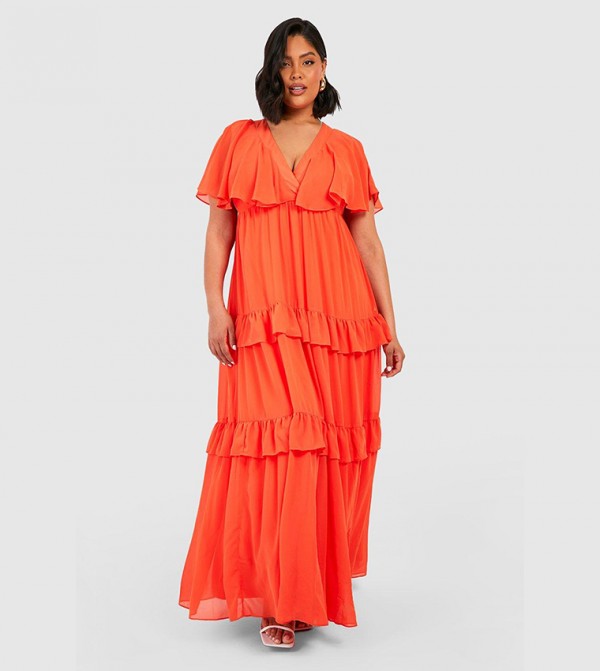 Buy boohoo Angel Sleeves Maxi Dress in Orange 6thStreet UAE