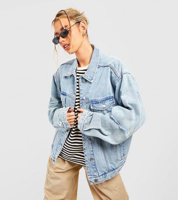 Oversized light cheap denim jacket