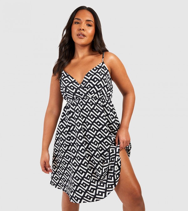Geo Print Strappy Sun Dress