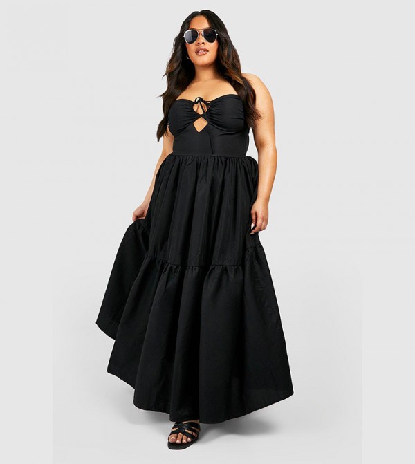 Woven Halter Neck Maxi Dress