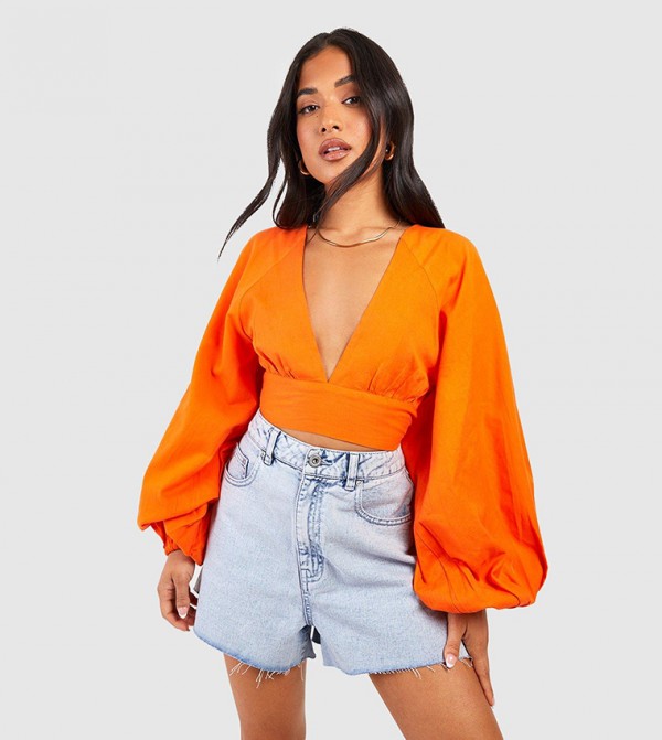 トップス ENFOLD WASHABLE BALLOON CROPPED SHIRT ENFOLD WASHABLE BALLOON CROPPED SHIRT