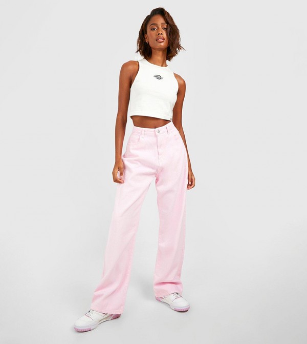 Buy Boohoo Pastel High Rise Straight Fit Jeans In Pink 6thStreet
