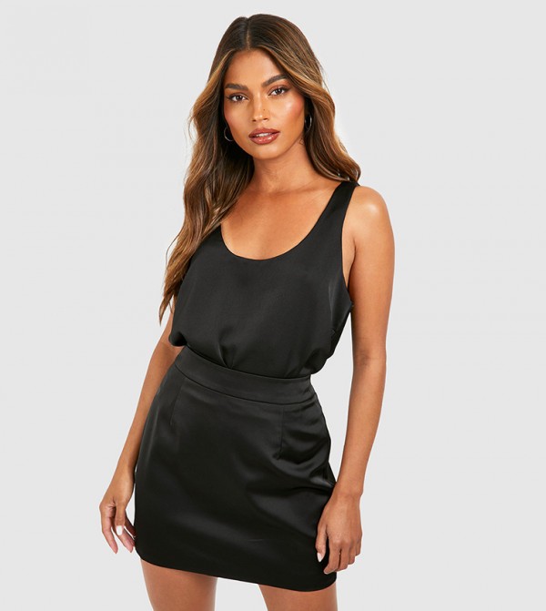 Basic Satin Scoop Neck Cami Top