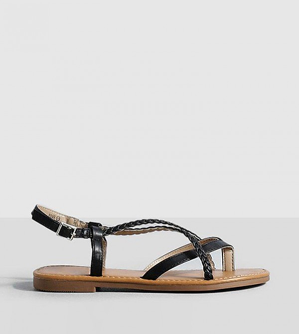 Buy Boohoo Plait Detail Basic Flat Sandals In Black 6thStreet Saudi