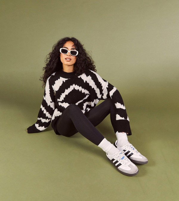 Abstract Striped Soft Knit Oversized Sweater