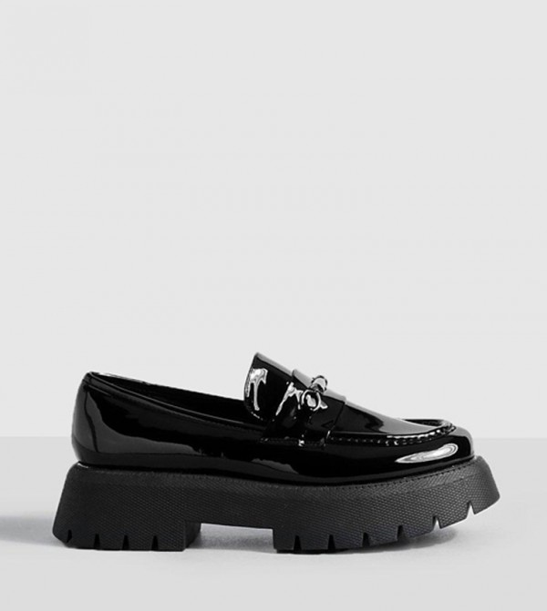 Wide Fit Platform Chunky Sole T Bar Loafers