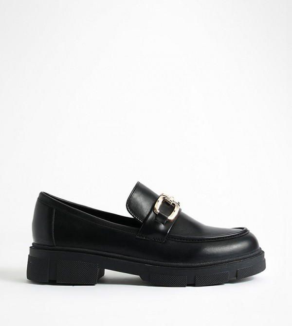 Buy Boohoo T Bar Patent Heeled Chunky Loafers In Black 6thStreet UAE