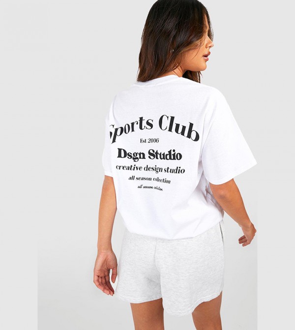 Buy Boohoo Sports Club Back Print Oversized T Shirt In White