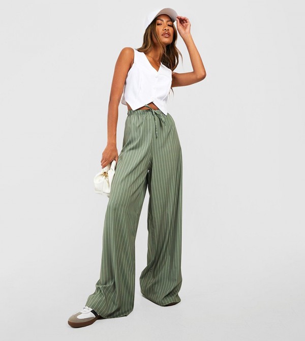 Striped Floaty Wide Leg Trousers