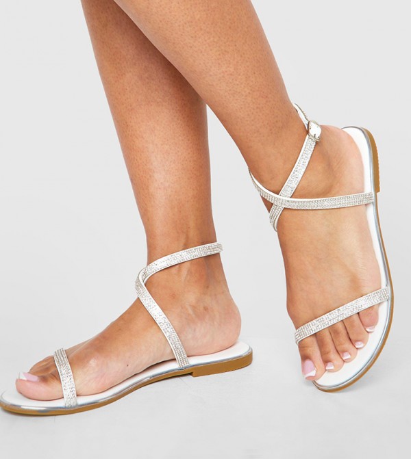 Diamante sale flat sandals