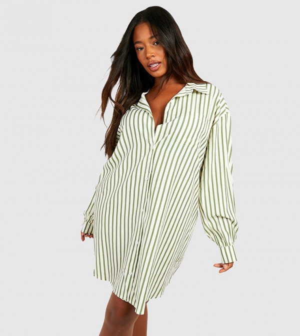 Oversized striped 2025 shirt dress