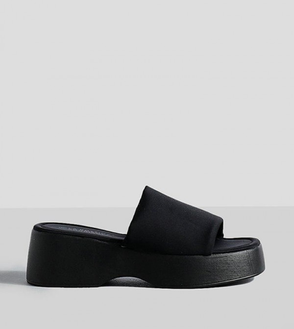 Buckle Faux Leather Sliders