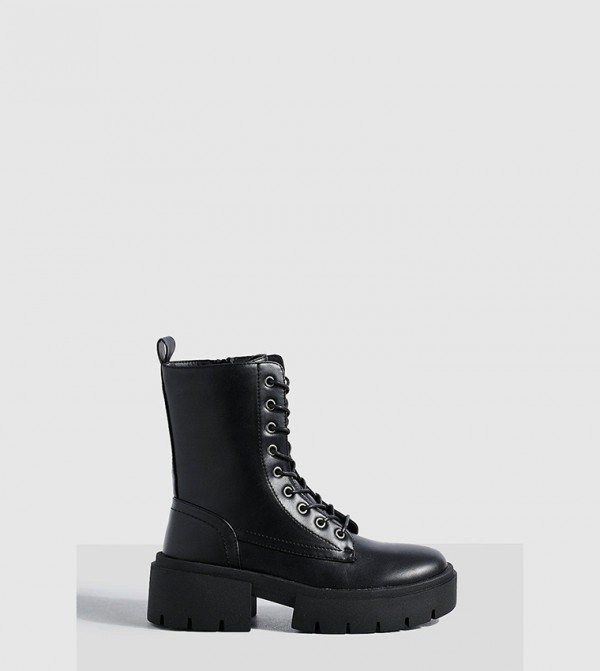 Wide Fit Chunky Biker Boots