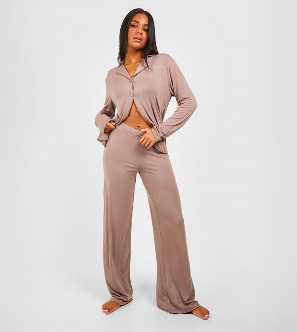 Peached Jersey Wide Leg Pyjama Trousers
