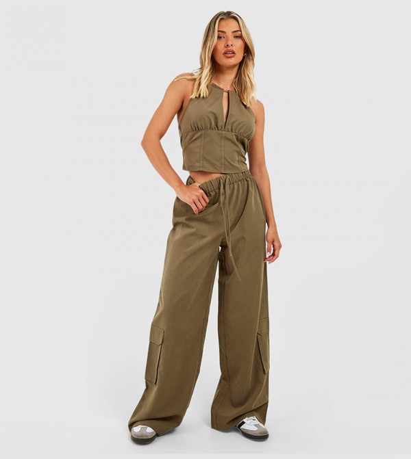 Super Wide Leg Nylon Cargo Pants