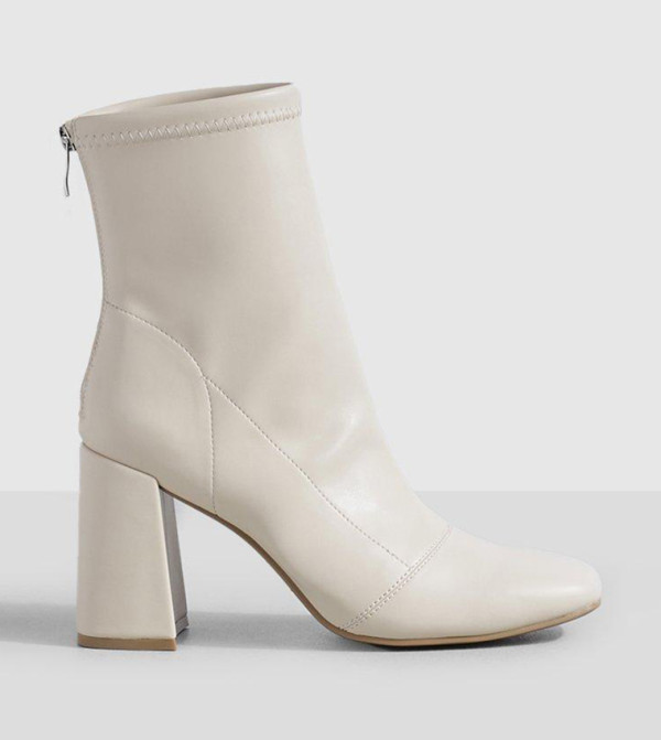 Buy Boohoo Block Heel Pointed Toe Sock Boots In White 6thStreet UAE