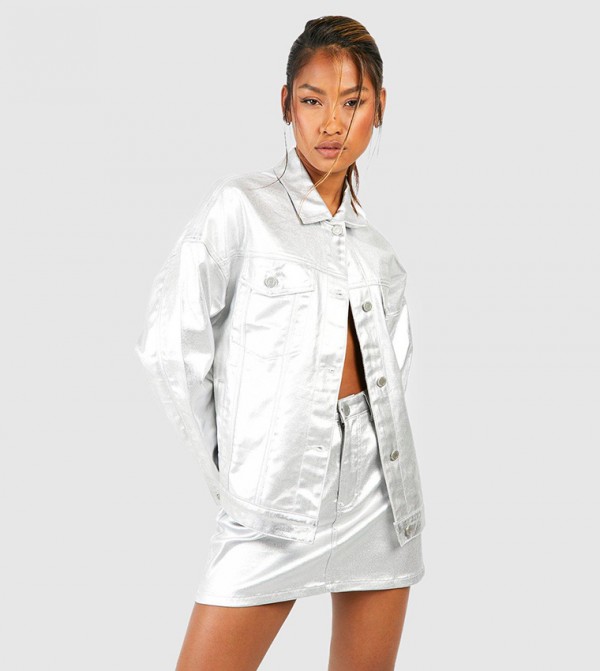 Oversized white denim outlet jacket