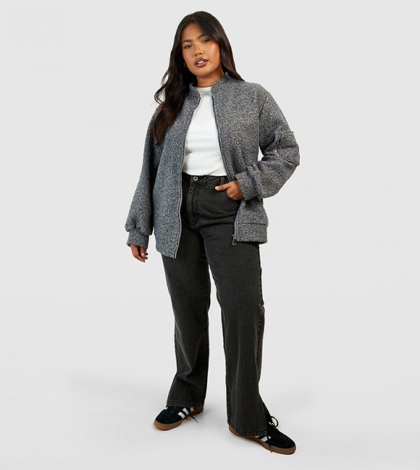 Basics High-Rise Split Hem Straight Leg Jeans