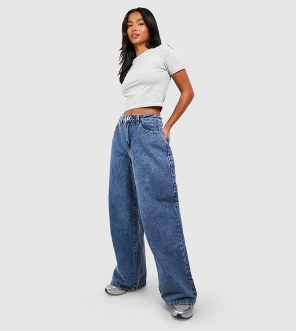 Petite Basics Wide Leg Jeans