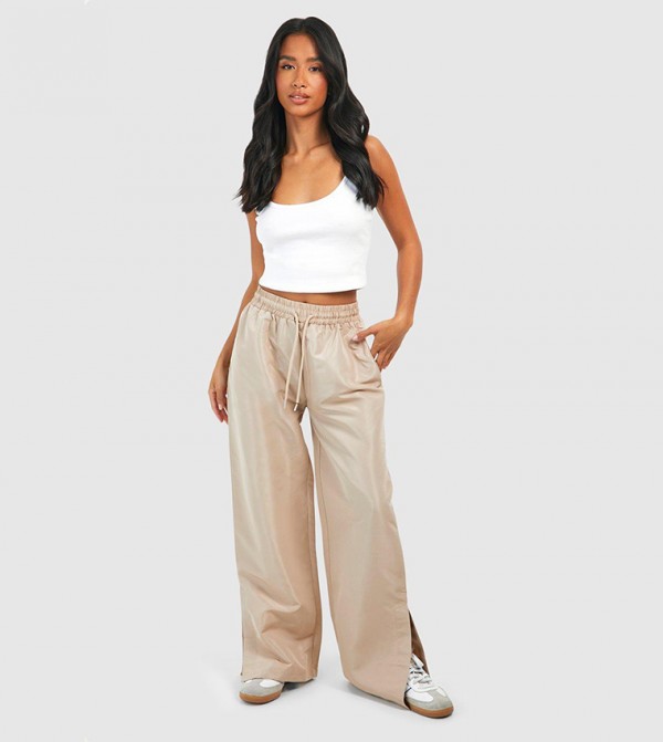 Satin Wide-Leg Split-Hem Pants