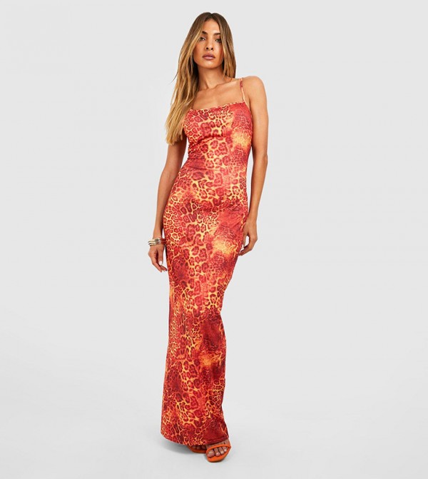 Orange snake top print maxi dress