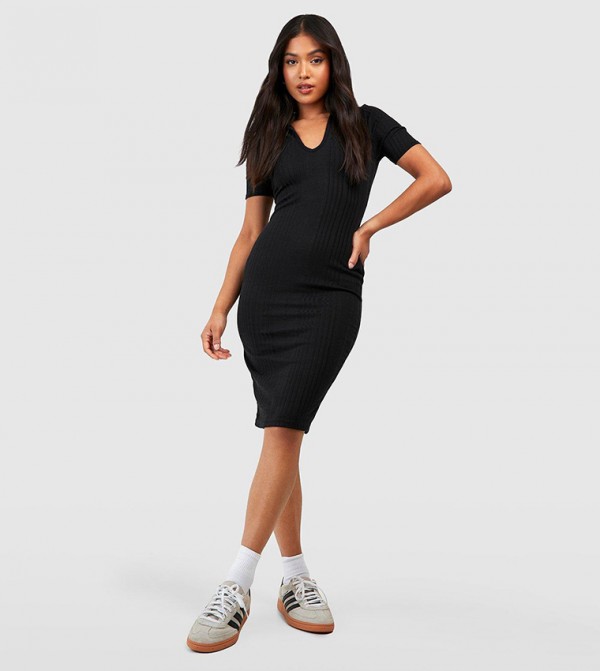 boohoo black midi dress