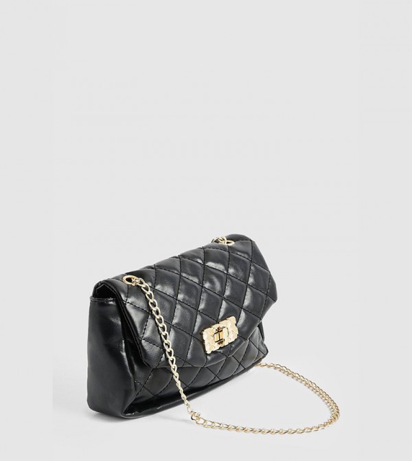 Lock Detail Basic Shoulder Bag