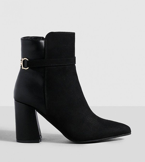 Black high heel ankle sales boots