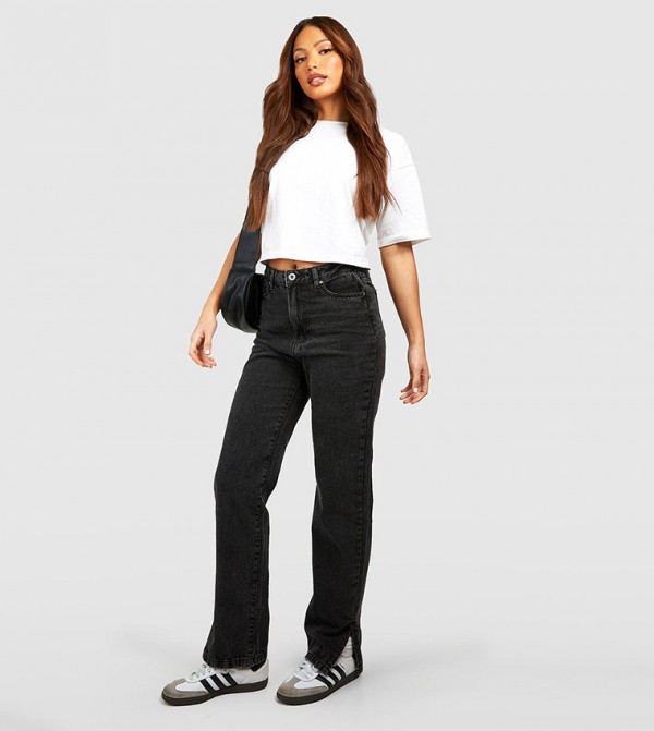 Buy Boohoo High Waisted Acid Wash Jeggings In Black