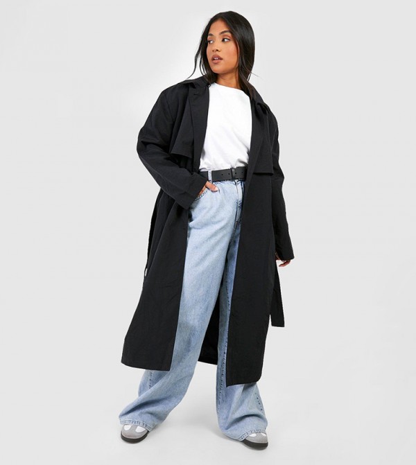 Nylon Shoulder Detail Trench Coal