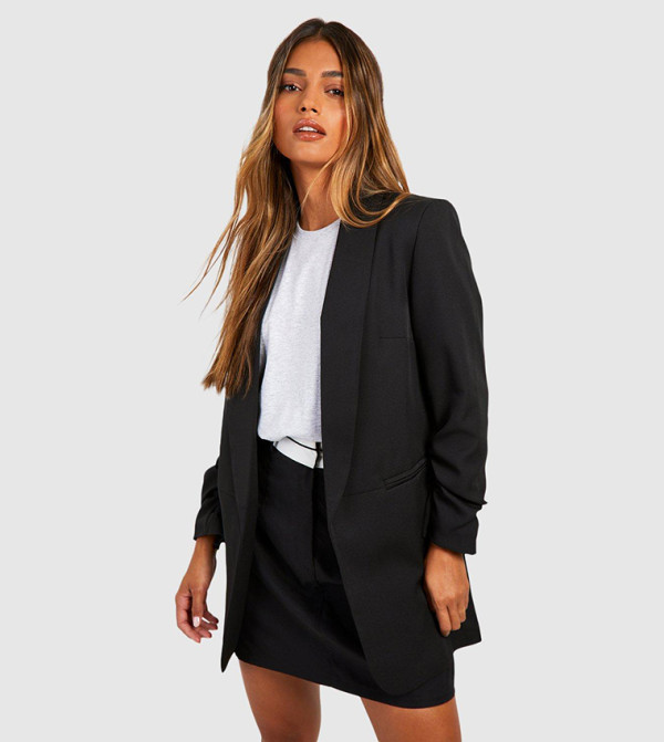 Ruched Sleeve Tailored Blazer