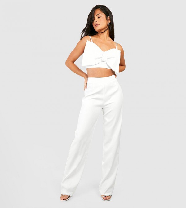 White high waisted hotsell trousers wide leg