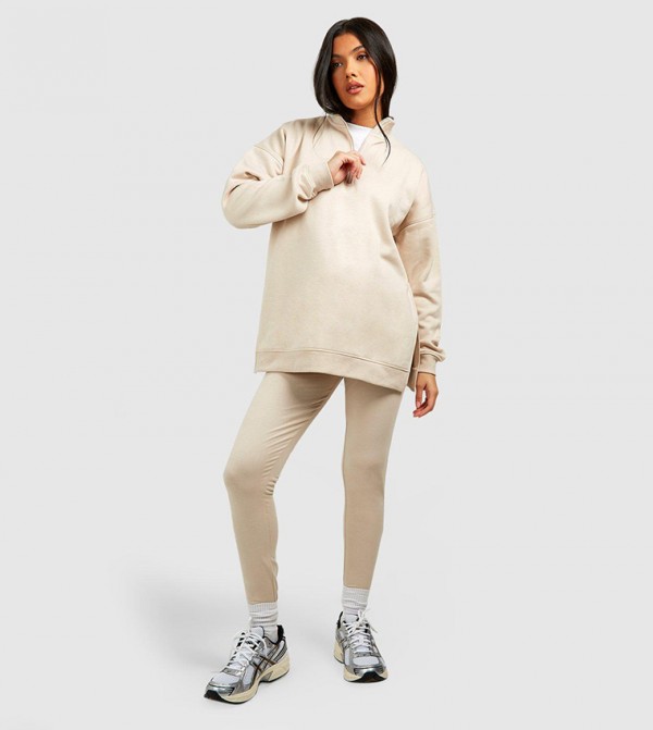 Half Zip Oversized Sweatshirt and Legging Set