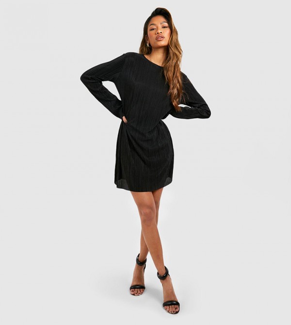 Plisse Column Shift Dress