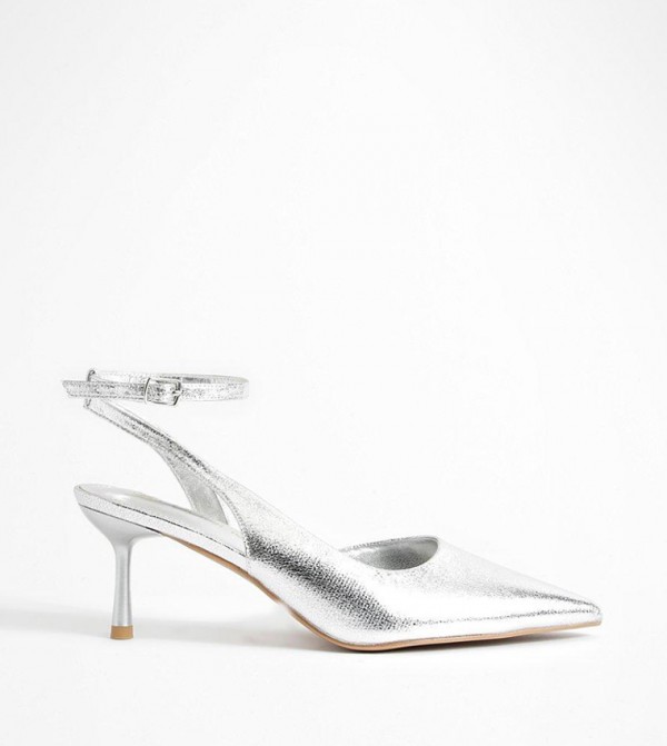 Low Wrap Around Metallic Slingback Pumps