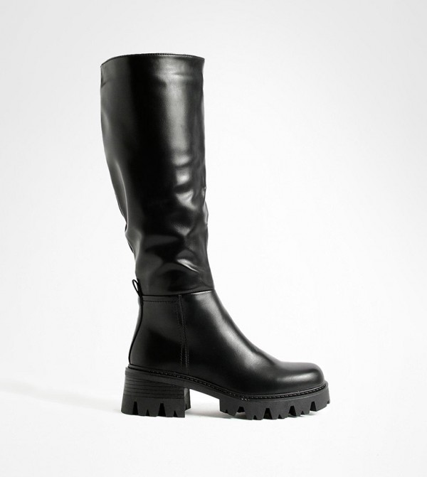 Low Heel Chunky Knee High Boots