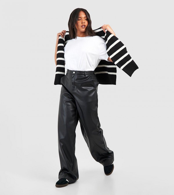Pu Straight Fit Trousers
