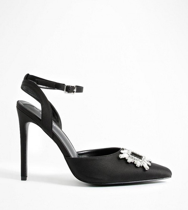 Wide Fit Embellished 2 Part Slingback Pumps