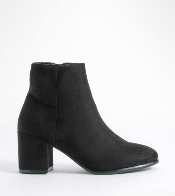 Block Heel Ankle Faux Suede Shoe Boots