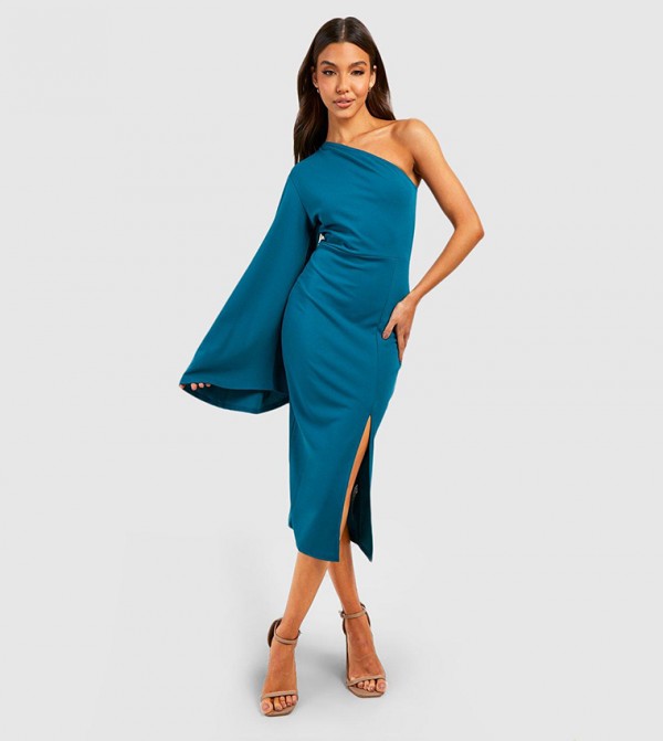 One sleeve 2025 midi dress