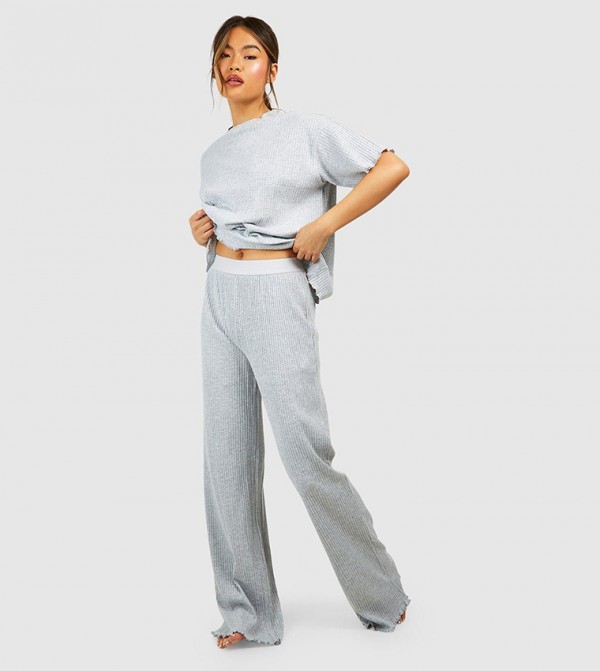 Ribbed Wide Leg Lounge Pants